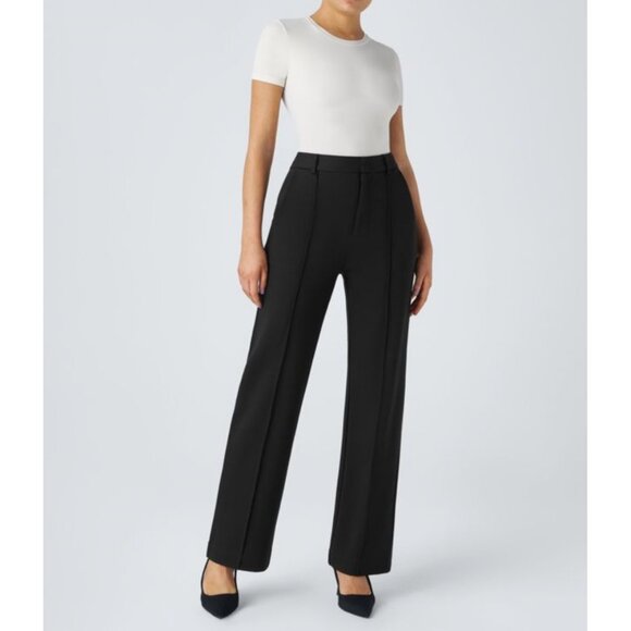 HALARA Pants - Halara Flex High Waisted Zipper Pocket Straight Leg Work Pants Sz Medium Black